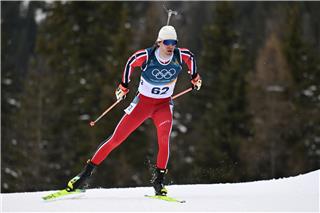 Sturla Holm Laegreid auf dem Weg zu Olympia-Bronze.Hendrik Schmidt/dpa