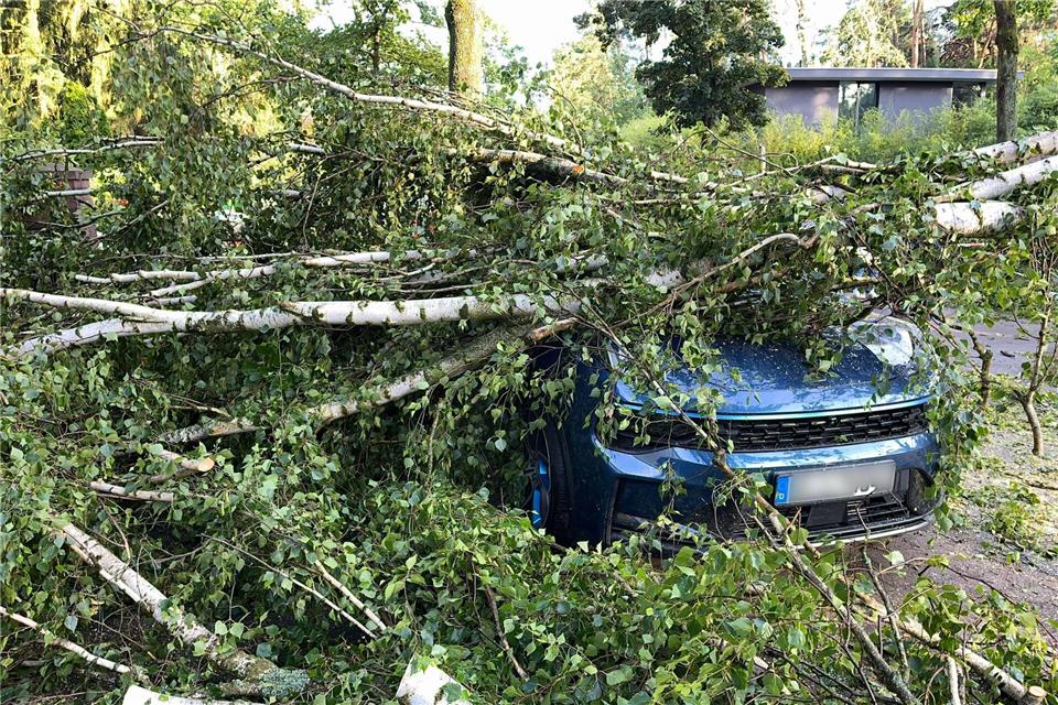 Sturm, Hagel und Blitz: 2025 gab es in Rheinland-Pfalz weniger Unwetterschäden an Autos. (Archivbild)Jens Dudziak/dpa