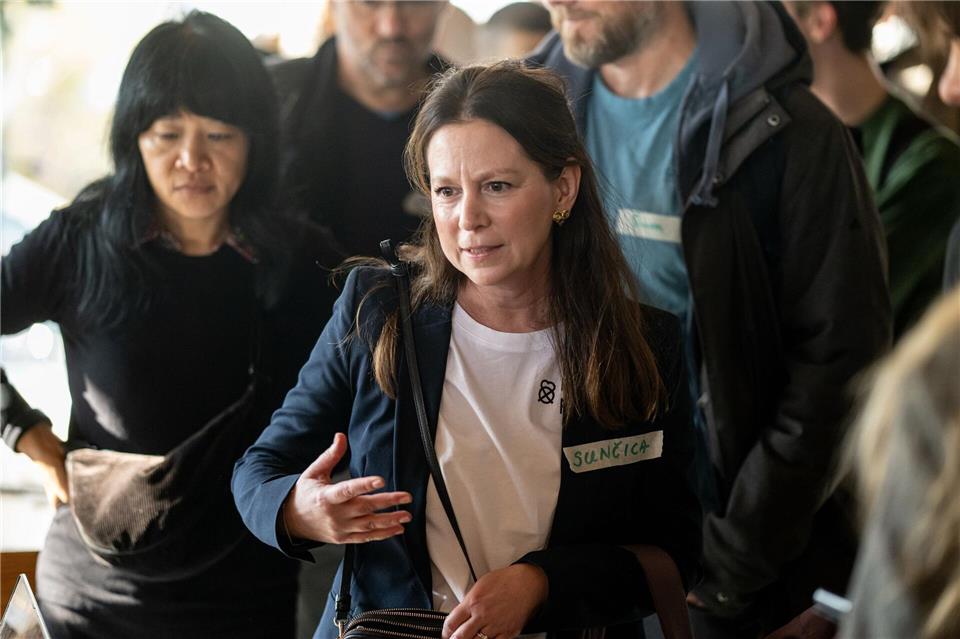 Suncica Klaas trat gegen Stefan Gelbhaar als Grünen-Direktkandidatin für den Wahlkreis Pankow 6 an.   Fabian Sommer/dpa