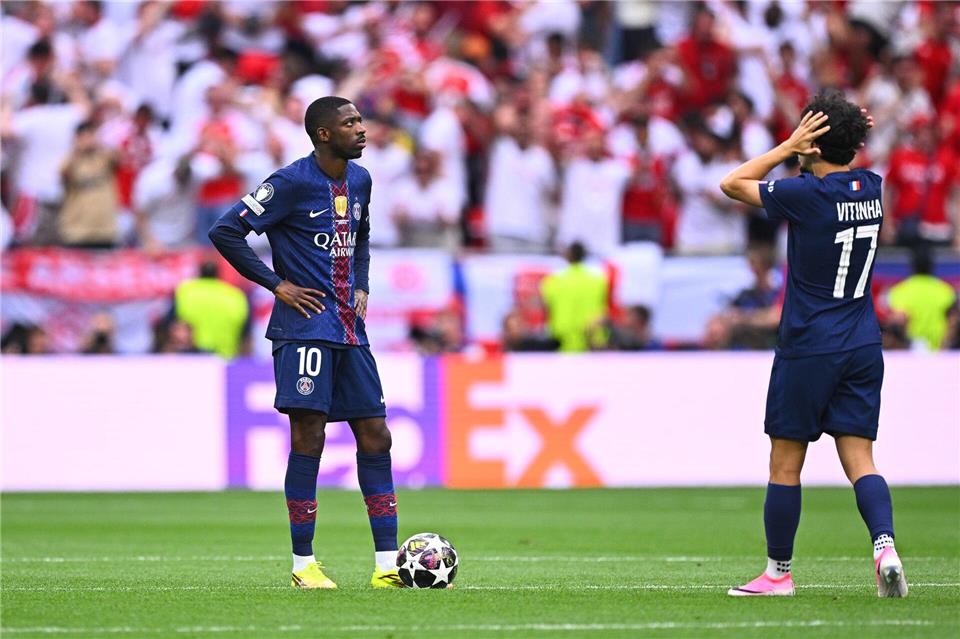 Tat sich schwer gegen Arsenals Defensive: PSG-Stürmer Ousmane Dembélé.Tom Weller/dpa