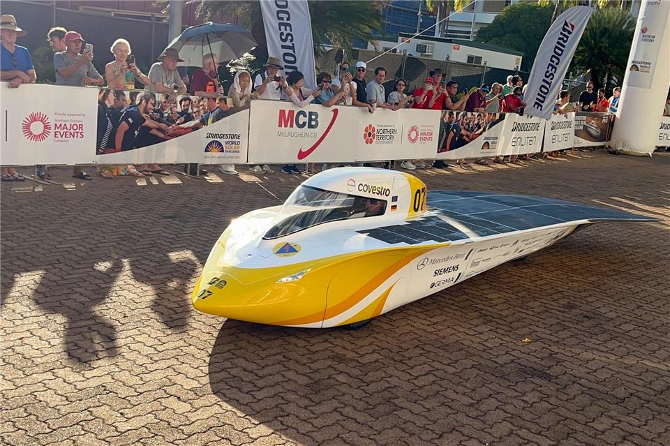 Team Sonnenwagen Aachen startete beim World Solar Challenge in der Pole Position.Lloyd Jones/AAP/dpa