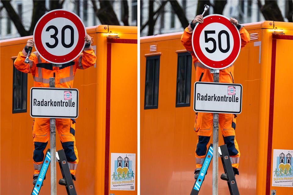 Tempo 50 oder doch wieder Tempo 30? Was jetzt auf dem Mittleren Ring in München gilt. (Archivbild)Peter Kneffel/dpa