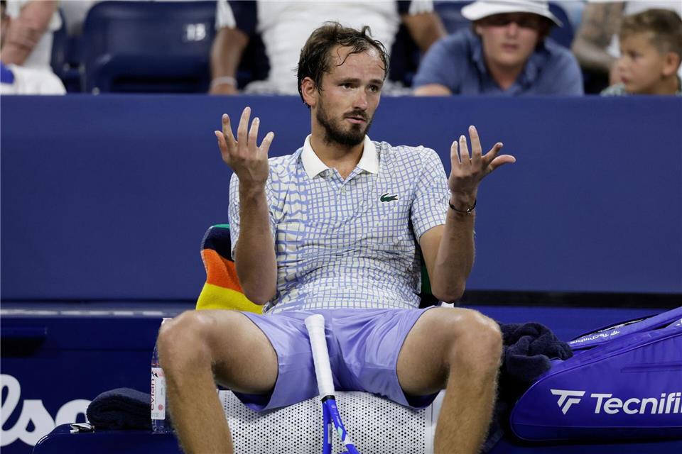 Tennisprofi Medwedew entlud bei den US Open seinen ganzen Frust.Adam Hunger/AP/dpa