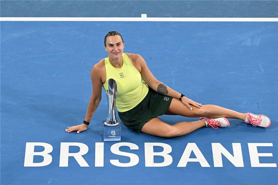 Tennisstar Aryna Sabalenka hat das Turnier in Brisbane gewonnen.Dave Hunt/AAP/dpa