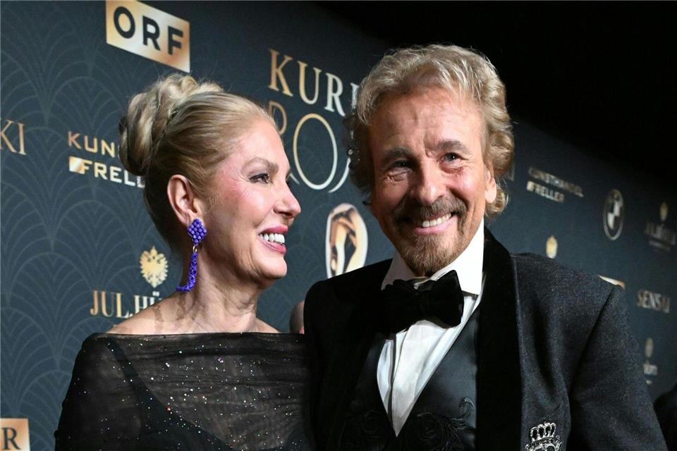 Thomas Gottschalk kam mit seiner Ehefrau Karina zur Romy-Vergabe.Barbara Gindl/APA/dpa