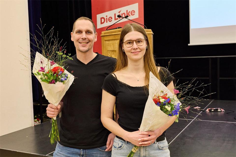 Thomas Iwan und Christin Feiler-Siegert führen Hamburgs Linke künftig gemeinsam.Georg Wendt/dpa