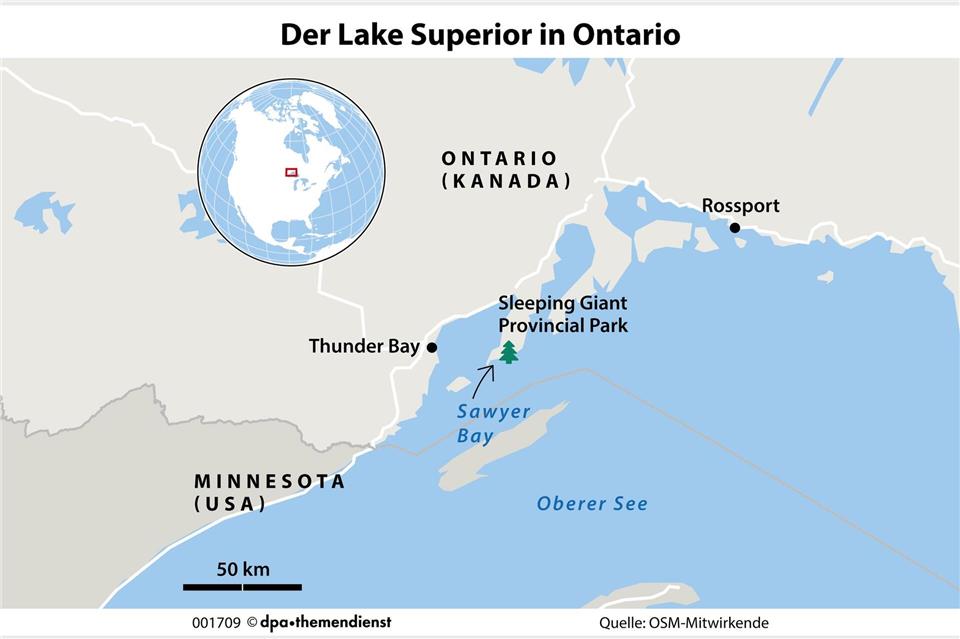 Thunder Bay liegt am westlichen Ufer des Lake Superior und gehört zur kanadischen Provinz Ontario. Mit rund 110.000 Einwohnern ist sie die größte Stadt im Nordwesten Ontarios.dpa-infografik/dpa-tmn