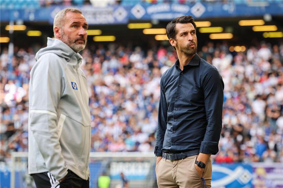Tim Walter (l.) und Jonas Boldt während ihrer gemeinsamen Zeit beim HSV.Christian Charisius/dpa