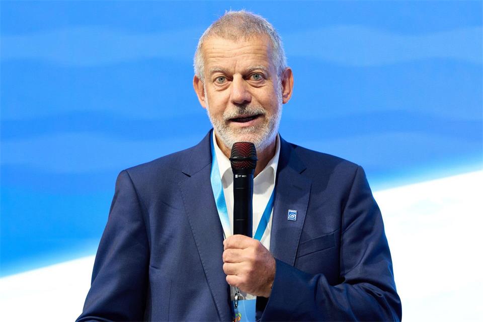 Tobias Fuchs, Vorstand Klima und Umwelt des DWD, als Vortragender beim 16. Extremwetterkongress. Georg Wendt/dpa