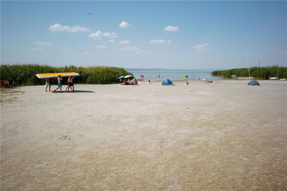 Trockenheit legt Seeboden am Balaton freiGregor Fischer/dpa