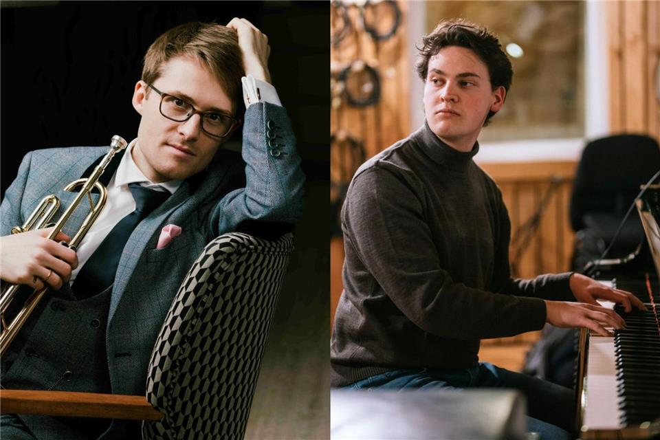 Trompeter Thimo Niesterok und Benedikt Göb am Piano sind bei einem Konzert auf Preen’s Hoff zu hören.