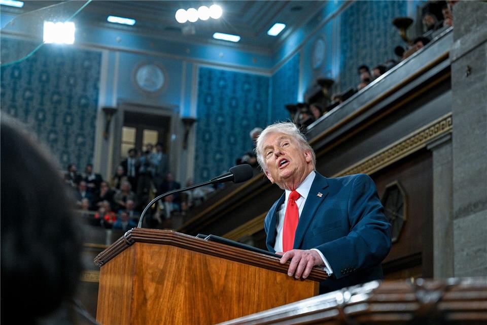 Trump fand in seiner Rede wie so viel Lob für die eigene Politik. Kenny Holston/Pool The New York Times/AP/dpa