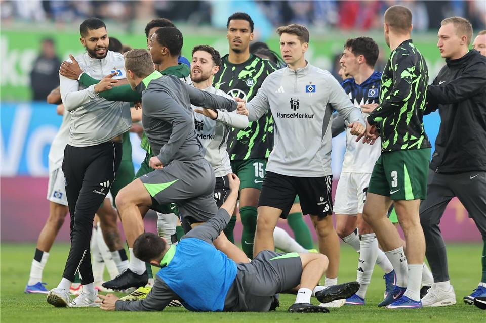 Tumulte nach dem Bundesligaspiel VfL Wolfsburg gegen Hamburger SVAndreas Gora/dpa