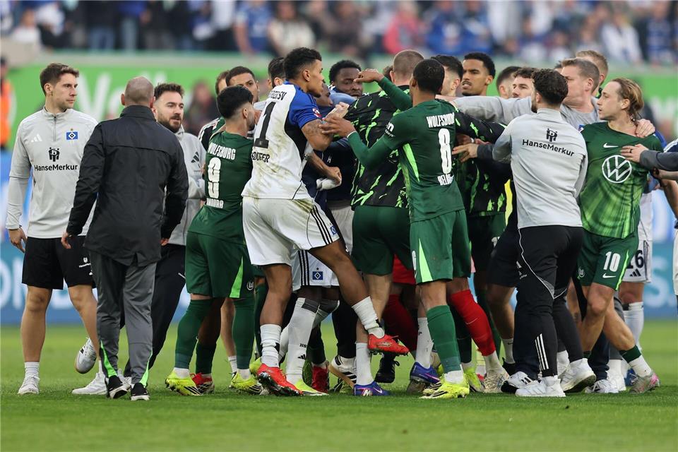 Tumulte nach dem Bundesligaspiel VfL Wolfsburg gegen Hamburger SVAndreas Gora/dpa