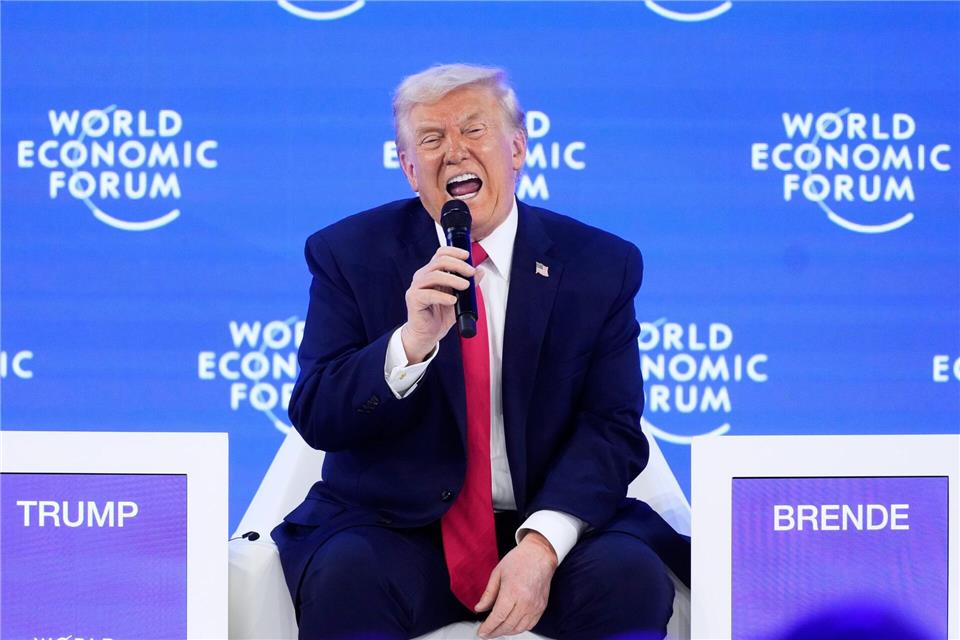 US-Präsident Donald Trump spricht rund 70 Minuten in Davos.Markus Schreiber/AP/dpa