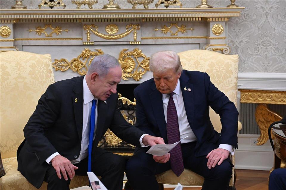 US-Präsident Trump hat einen Plan zur Beilegung des Gaza-Kriegs vorgelegt. Avi Ohayon/Israel Gpo/ZUMA Press Wire/dpa