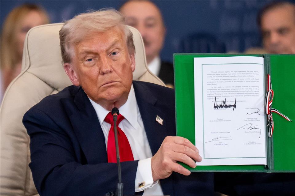 US-Präsident Trump zeigt ein gewisses Verständnis dafür, dass die Hamas im Gazastreifen Gegner hinrichtet. (Archivbild)Michael Kappeler/dpa