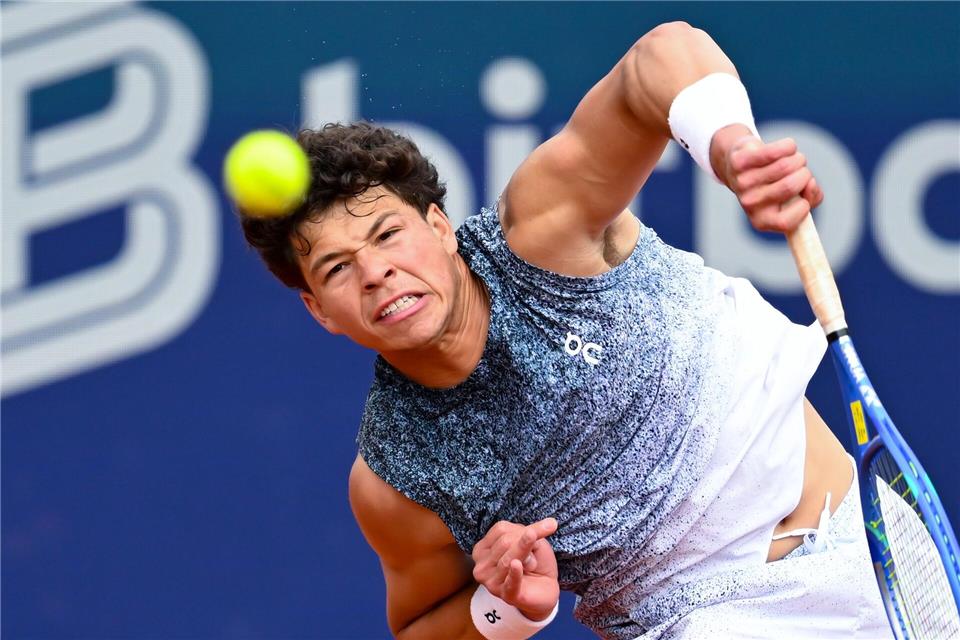 US-Profi Ben Shelton im Münchner Finale gegen Flavio Cobolli aus Italien.Sven Hoppe/dpa