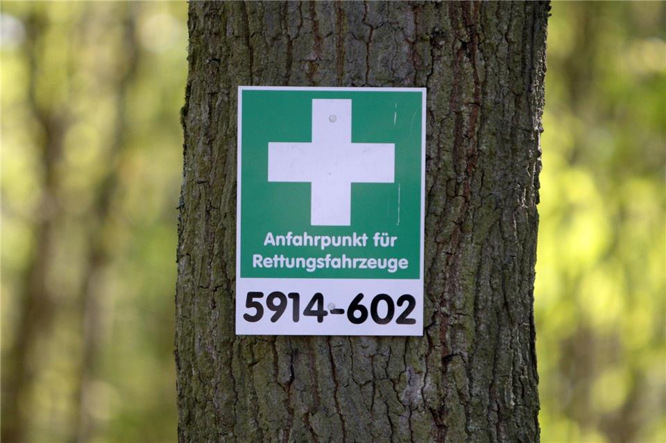 Über die Smartphone-App „Hilfe im Wald“ lässt sich der nächste Rettungspunkt finden.picture alliance / dpa