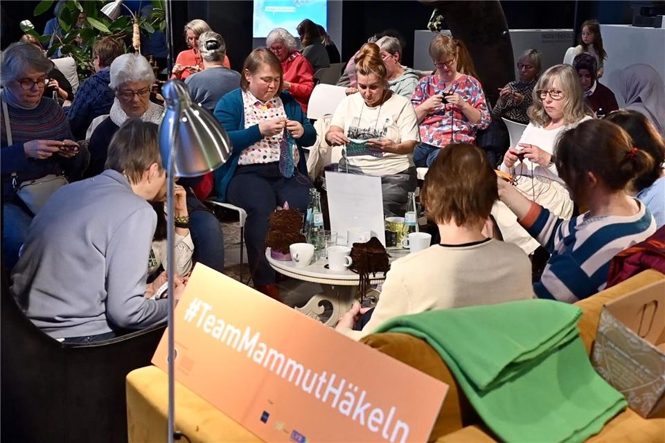 Über viele Wochen hinweg haben Freiwillige gehäkelt. (Archivbild) Bernd Thissen/dpa
