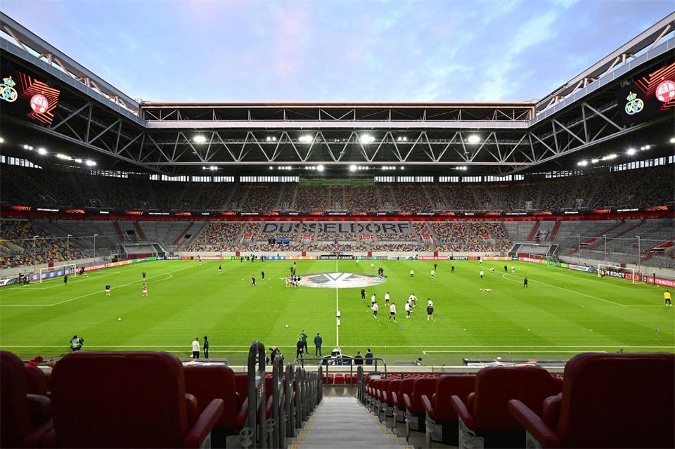 Union St. Gilloise und Hapoel Beerscheva spielten ohne Zuschauer in Düsseldorf.Anke Waelischmiller/dpa