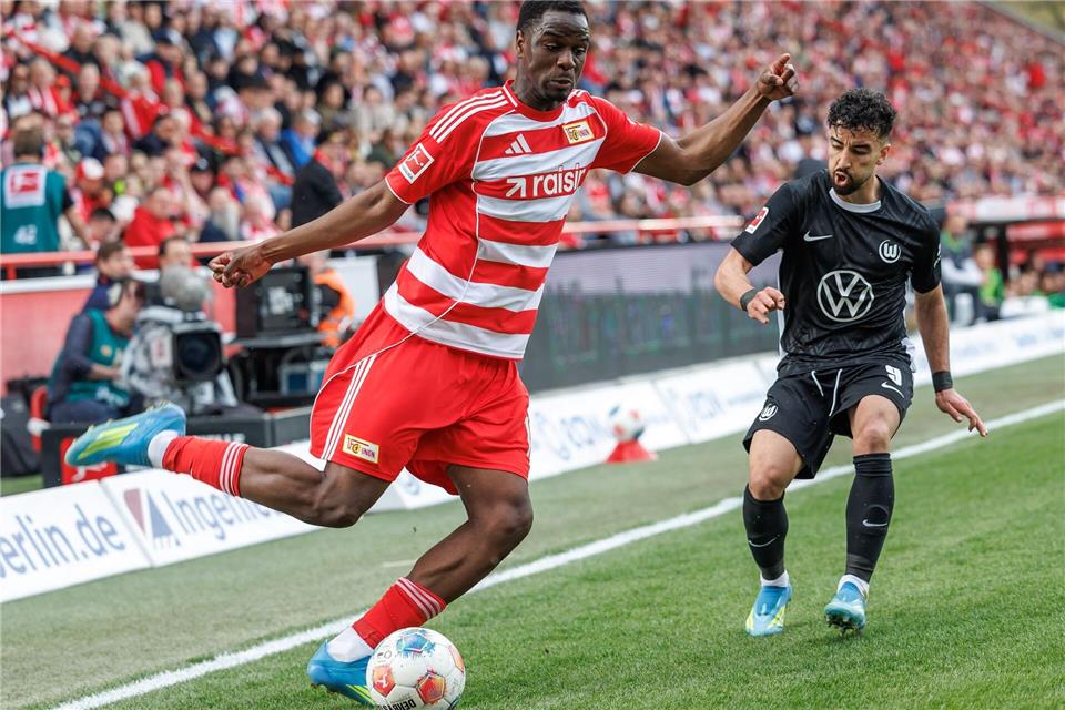 Unions Ilyas Ansah hatte in der ersten Halbzeit mehrere Chancen zum Ausgleich. Andreas Gora/dpa