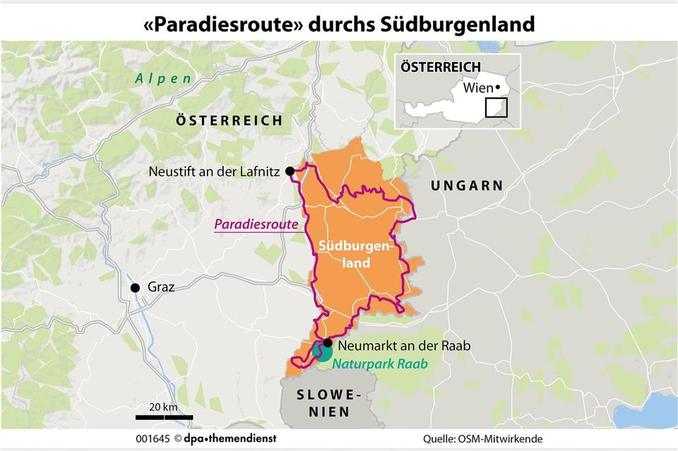 Unterwegs auf der „Paradiesroute“: Das klingt verheißungsvoll. Und ist es auch - schlicht, weil man den Tourismus fern der Alpen lange Zeit verschlafen hat.dpa-Infografik/dpa-tmn