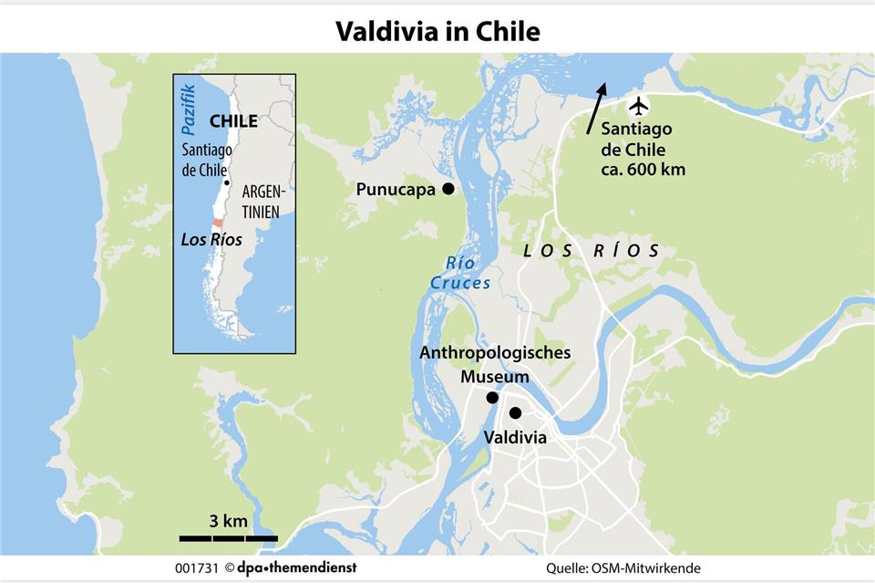 Valdivia ist die Hauptstadt der Region Los Ríos im südlicheren Chile, zwischen Pazifik und Anden. Weiter südlich beginnt das beliebte Seenland mit seinen Vulkanen.dpa-infografik/dpa-tmn