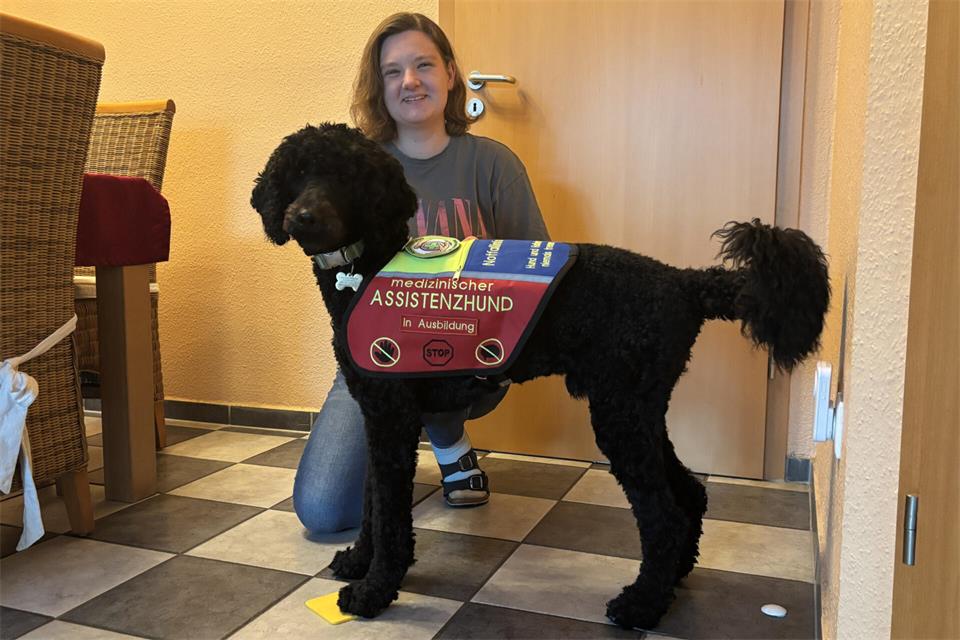 Vanessa Stork und Damaro trainieren fleißig für die Ausbildung zum Assistenzhund.