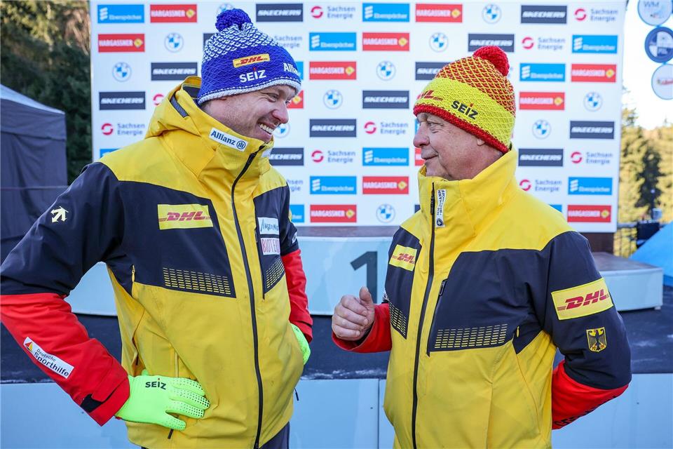 Vater und Sohn: Norbert (r.) und Felix Loch feierten viele Erfolge zusammen.Jan Woitas/dpa