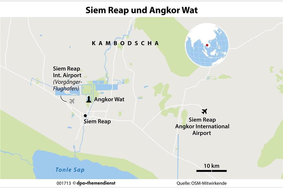 Verlassene Ruinen statt Menschenmassen: In Kambodschas berühmten Angkor-Tempeln herrscht Flaute. Dabei zählt die archäologische Region zu den Traumzielen der Welt. dpa-infografik/dpa-tmn
