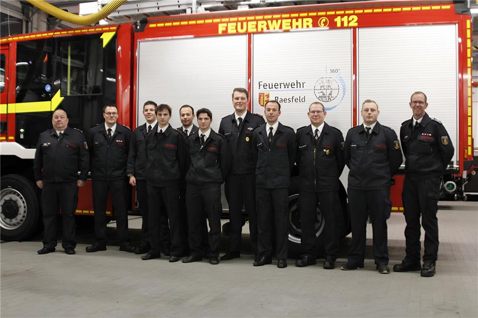 Versammlung beim Löschzug Erle der Freiwilligen Feuerwehr Raesfeld.