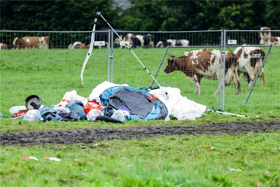 Viel Müll nach vier Tagen Festival.Frank Molter/dpa