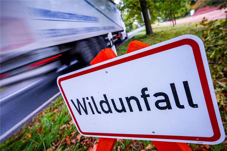 Vielerorts wird mit Schildern vor Wildunfällen gewarnt. (Symbolbild)Jens Büttner/dpa