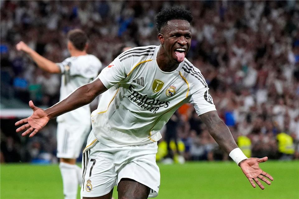 Vinicius Junior erzielte den Treffer zum 2:1 für Real Madrid.Manu Fernandez/AP/dpa