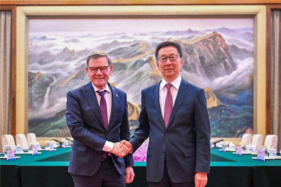 Vize-Präsident Han Zheng war Wadephuls ranghöchster Gastgeber in Peking. Soeren Stache/dpa