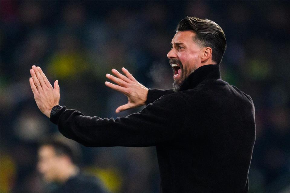 Voller Einsatz am Spielfeldrand: FCA-Coach Sandro Wagner.Tom Weller/dpa