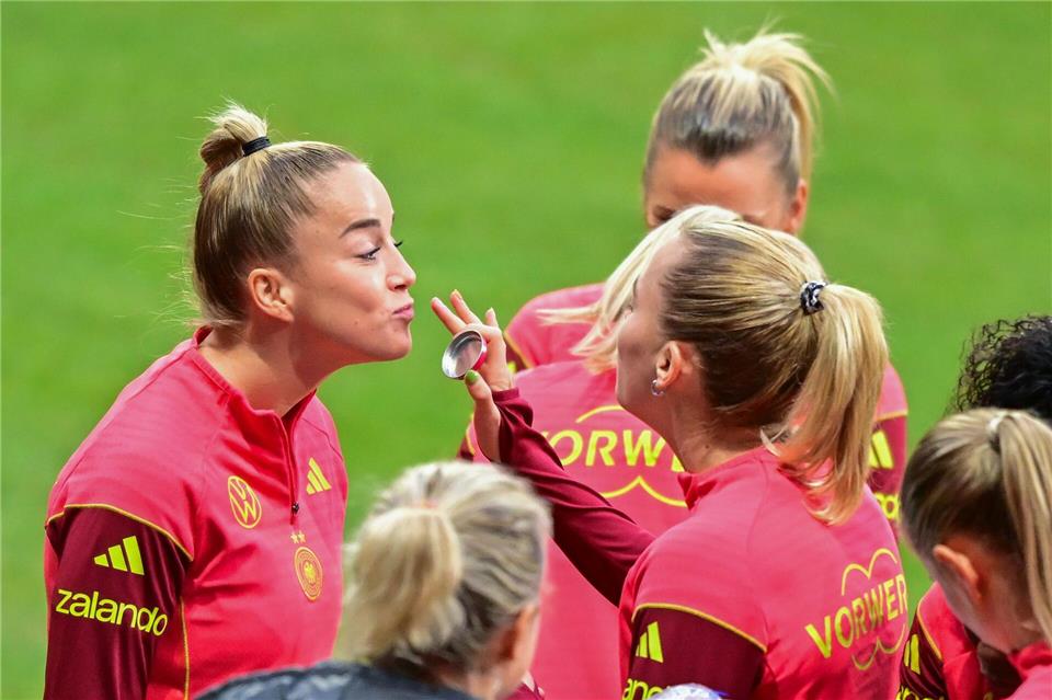 Vor dem Rückspiel des Nations-League-Finals geben sich Gwinn und Co. zuversichtlich.Sebastian Christoph Gollnow/dpa