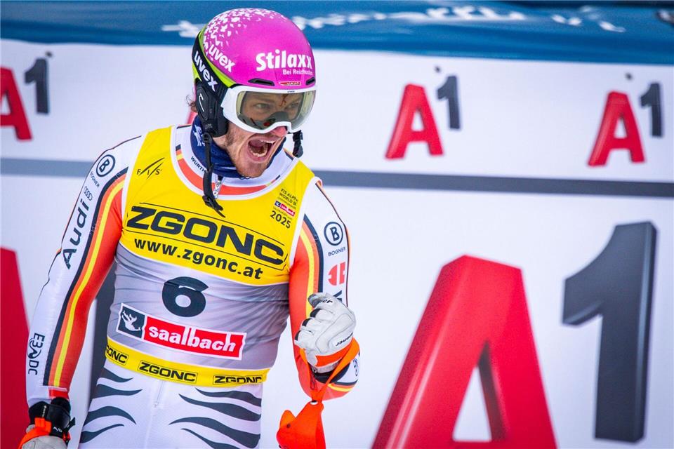 WM-Bronze: Linus Straßer jubelt nach seinem starken Auftritt im Slalom.Jens Büttner/dpa