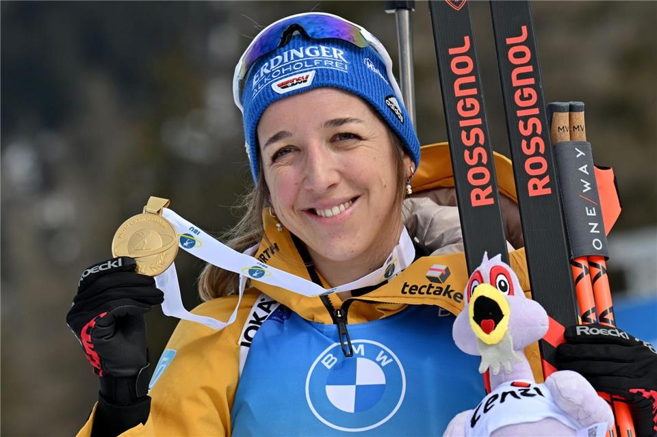WM-Gold in der Schweiz: Franziska Preuß erlebt die Saison ihres Lebens. (Archivbild)Martin Schutt/dpa