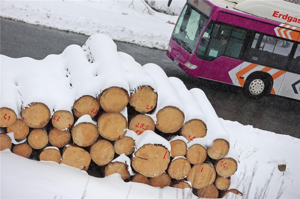 Wegen des Neuschnees ist der Busverkehr im Harz und Südharz weiterhin gestört. (Archivbild)Matthias Bein/dpa