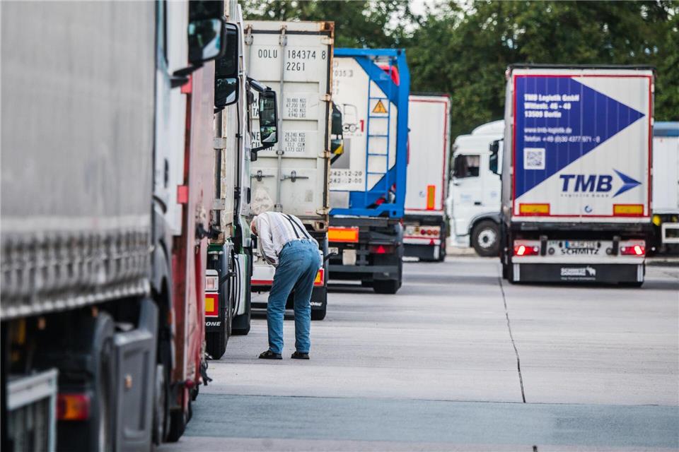 Wegen fehlender Lkw-Stellplätze parken viele Lastwagen auf verbotenen Flächen. (Archivbild)Andreas Arnold/dpa