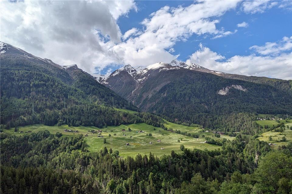 Weiden, Wälder, Berge: typischer Ausblick aus dem Zugfenster auf der „Grand Train Tour“.Françoise Hauser/dpa-tmn