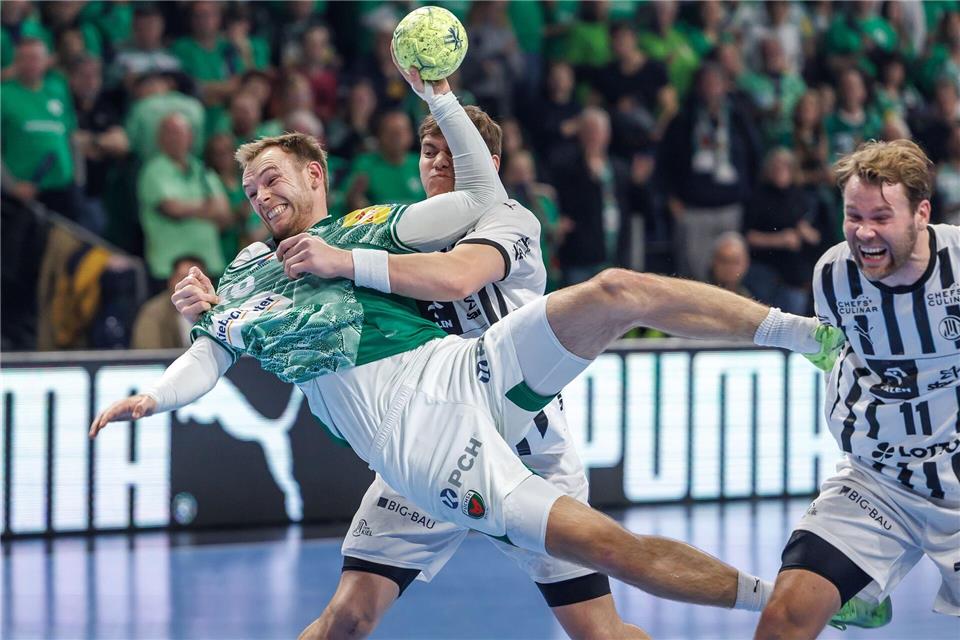 Welthandballer Mathias Gidsel erzielte acht Tore gegen den THW.Andreas Gora/dpa