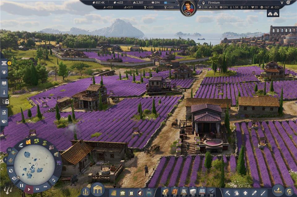 Wenn im Latium der Lavendel blüht: Auch die duftenden Lippenblütler-Gewächse kann man in „Anno 117“ anbauen.Ubisoft/dpa-tmn