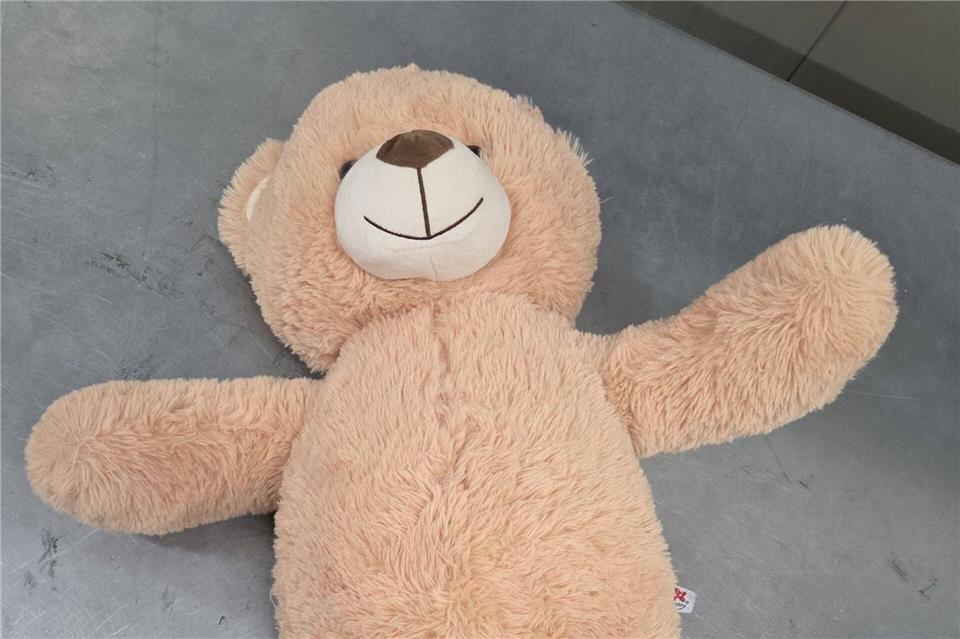 Wer der Absender und der Empfänger des verdächtigen Pakets mit dem Teddy voller Geld sind, wird noch untersucht. ---/Politie Westelijke Mijnstreek/dpa