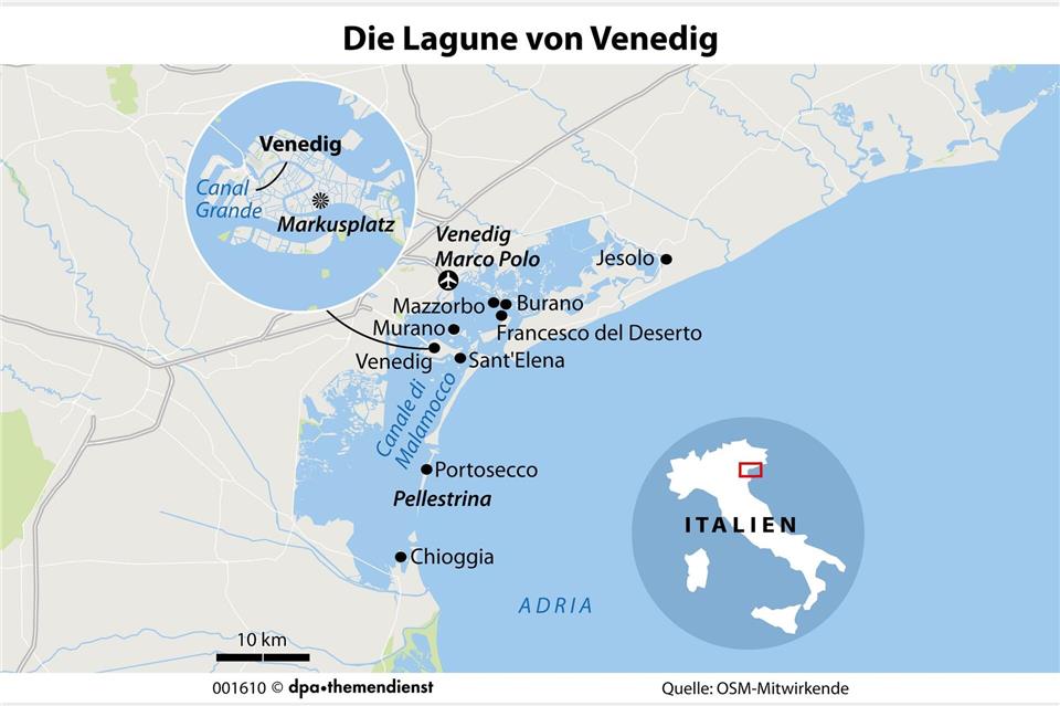 Wer die Lagune von Venedig auf dem Wasserweg erkundet, umschifft die typischen Besuchermassen. dpa-infografik GmbH/dpa-tmn