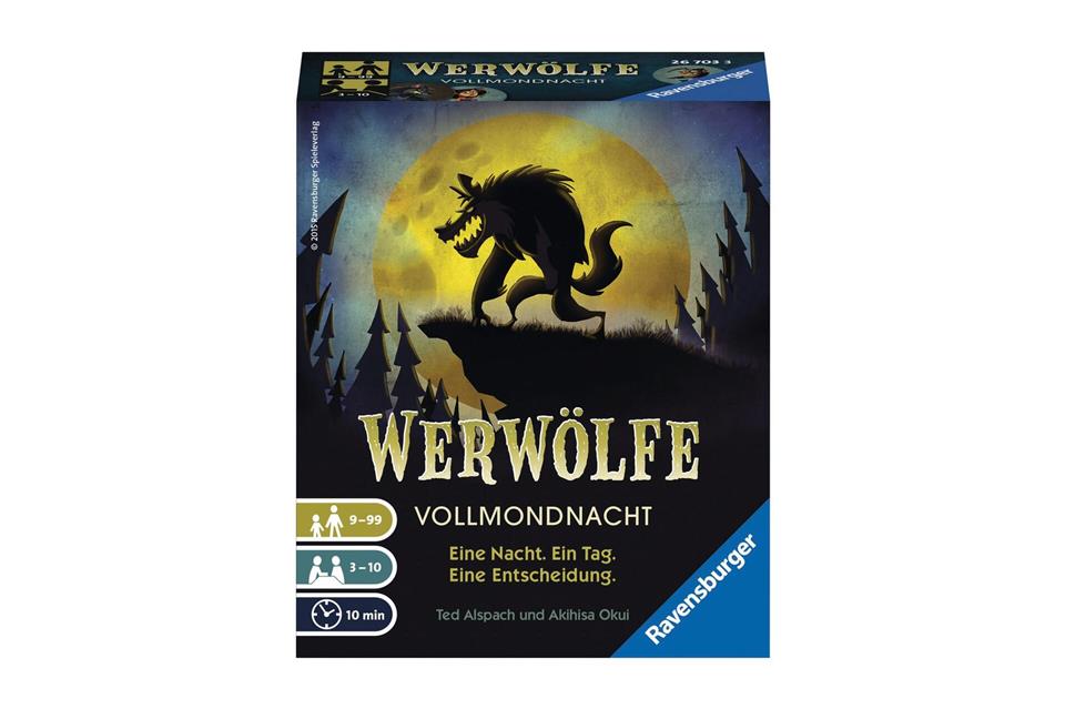 Schön gruseln – schaurige Spiele zu Halloween „Werwölfe: Vollmondnacht“ spielen bis zu 10 Personen als Bewohner eines Dorfes gegen Wölfe - jede Gruppe gewinnt für sich. Dabei darf und soll kräftig gelogen und getäuscht werden. Vor allem die Wölfe versuchen, sich möglichst gut zu tarnen.Ravensburger/dpa-tmn