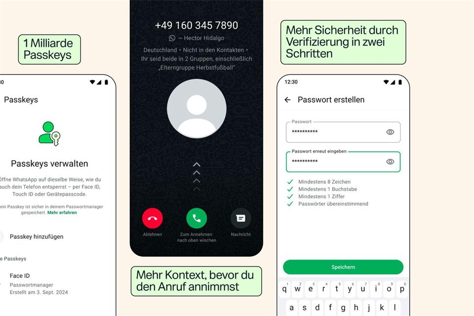 WhatsApp-Nutzende können künftig statt der bisherigen sechsstelligen PIN auch ein individuelles Passwort wählen.Meta/dpa-tmn