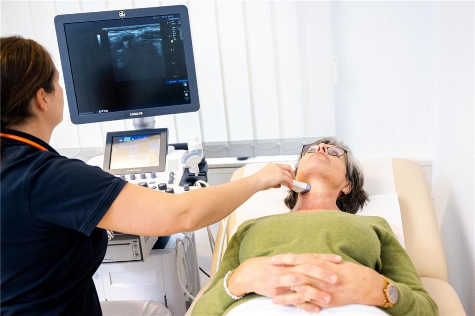 Wie geht es der Schilddrüse? Darüber geben Blutwerte wie der TSH-Wert Auskunft. Ebenfalls wichtiger Teil der Diagnostik: eine Ultraschalluntersuchung des Organs. picture alliance / dpa-tmn